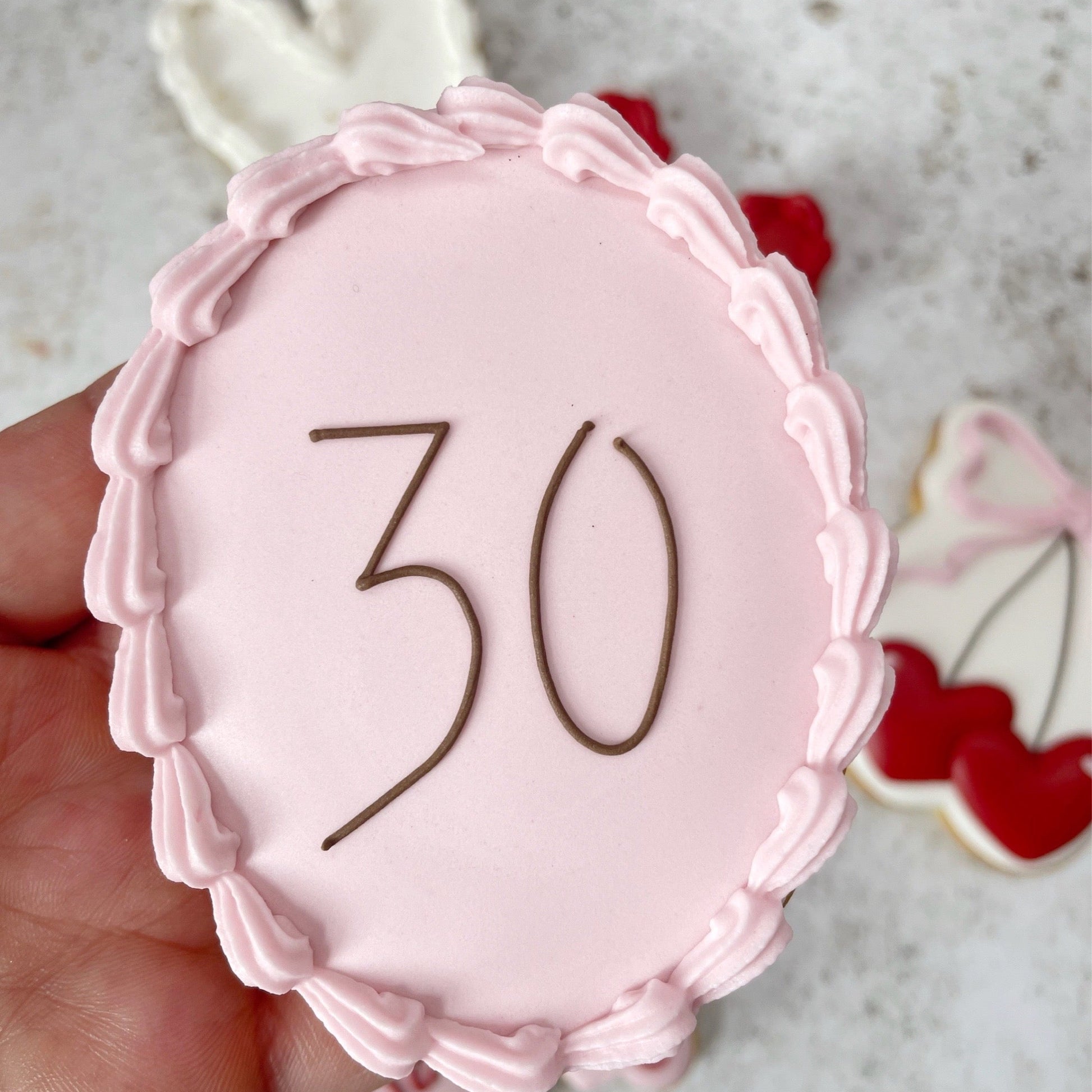 Happy Birthday, Cherries, Heart Biscuits individual MilsTone Biscuits