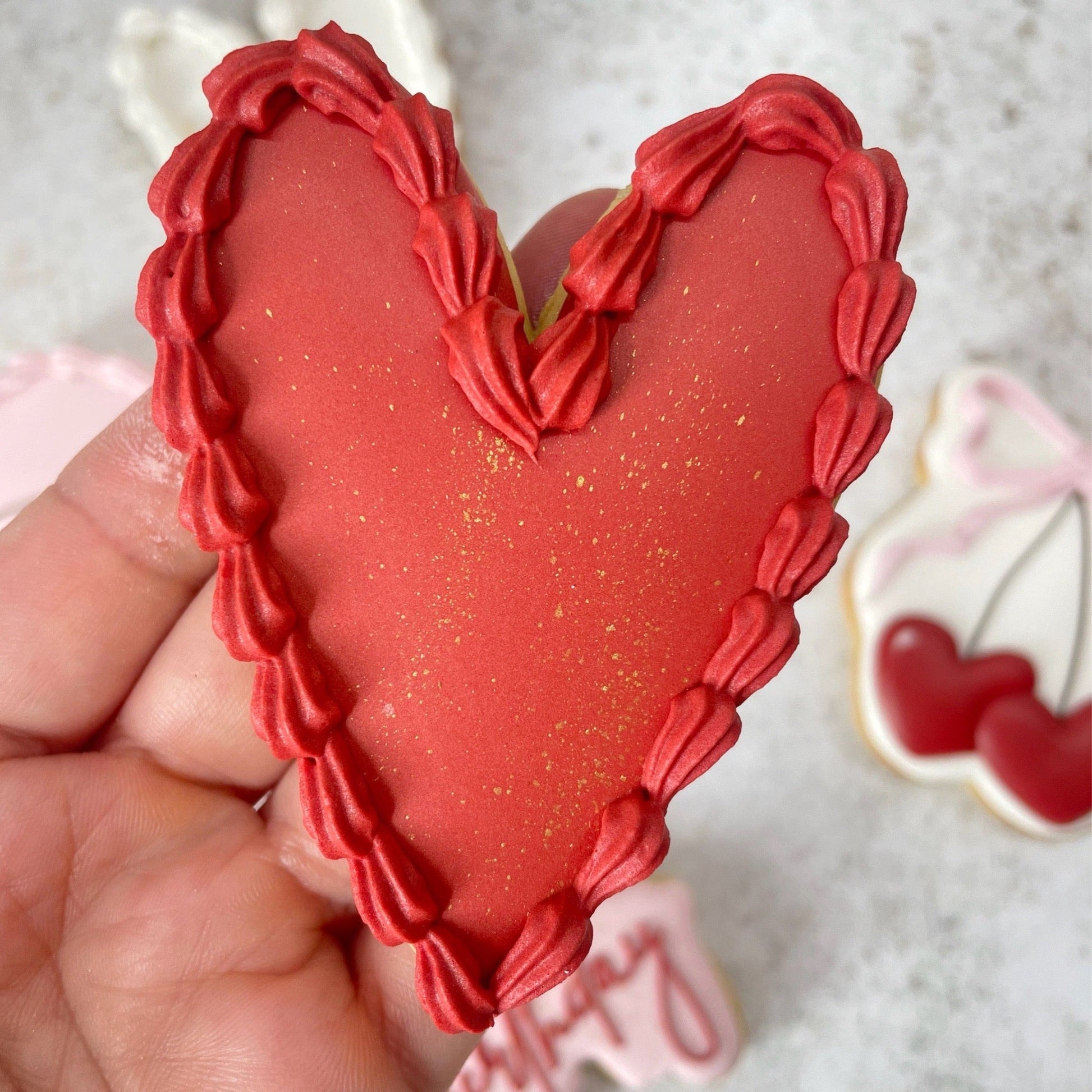 Happy Birthday, Cherries, Heart Biscuits individual MilsTone Biscuits