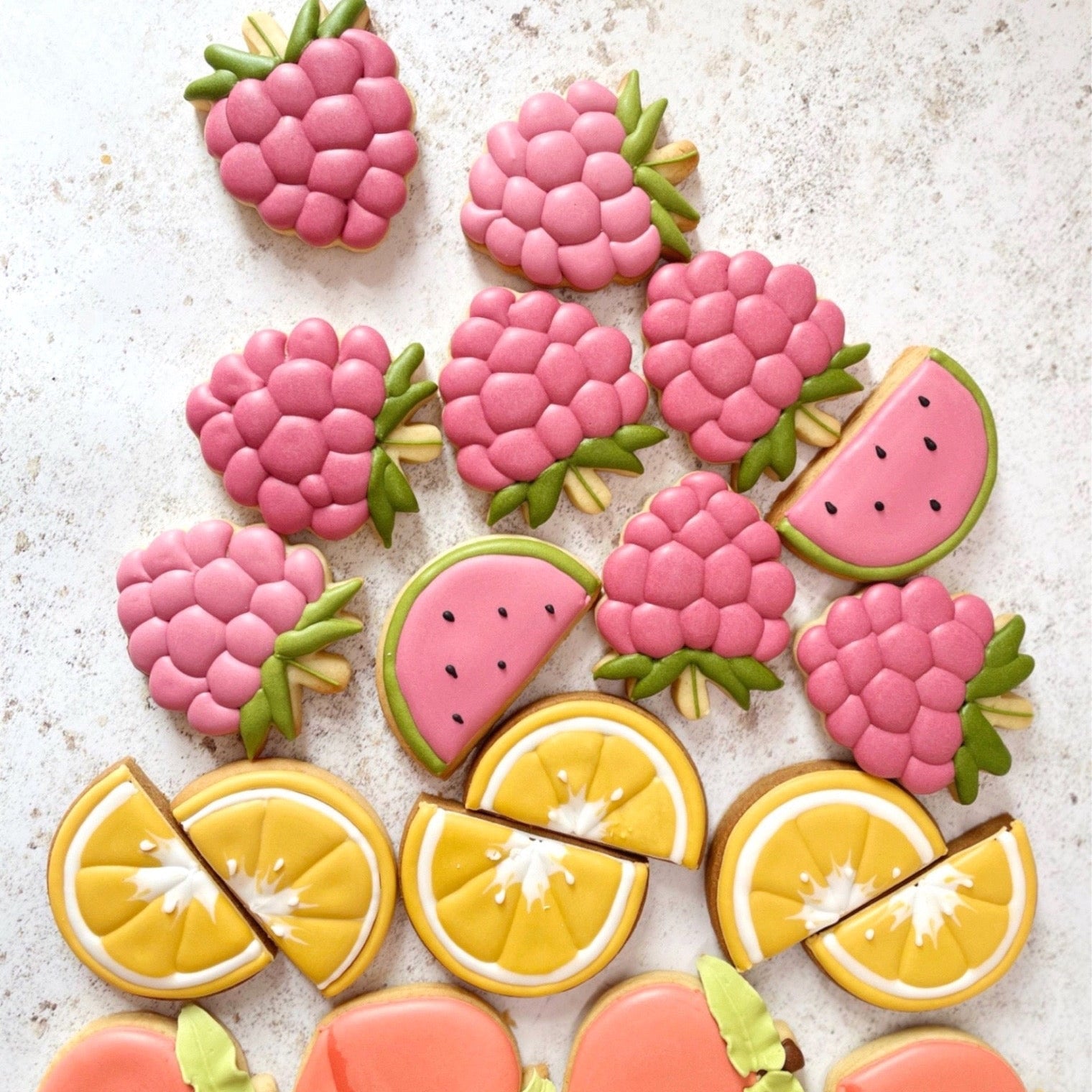 Summer Fruit Mini Iced Biscuits hand decorated