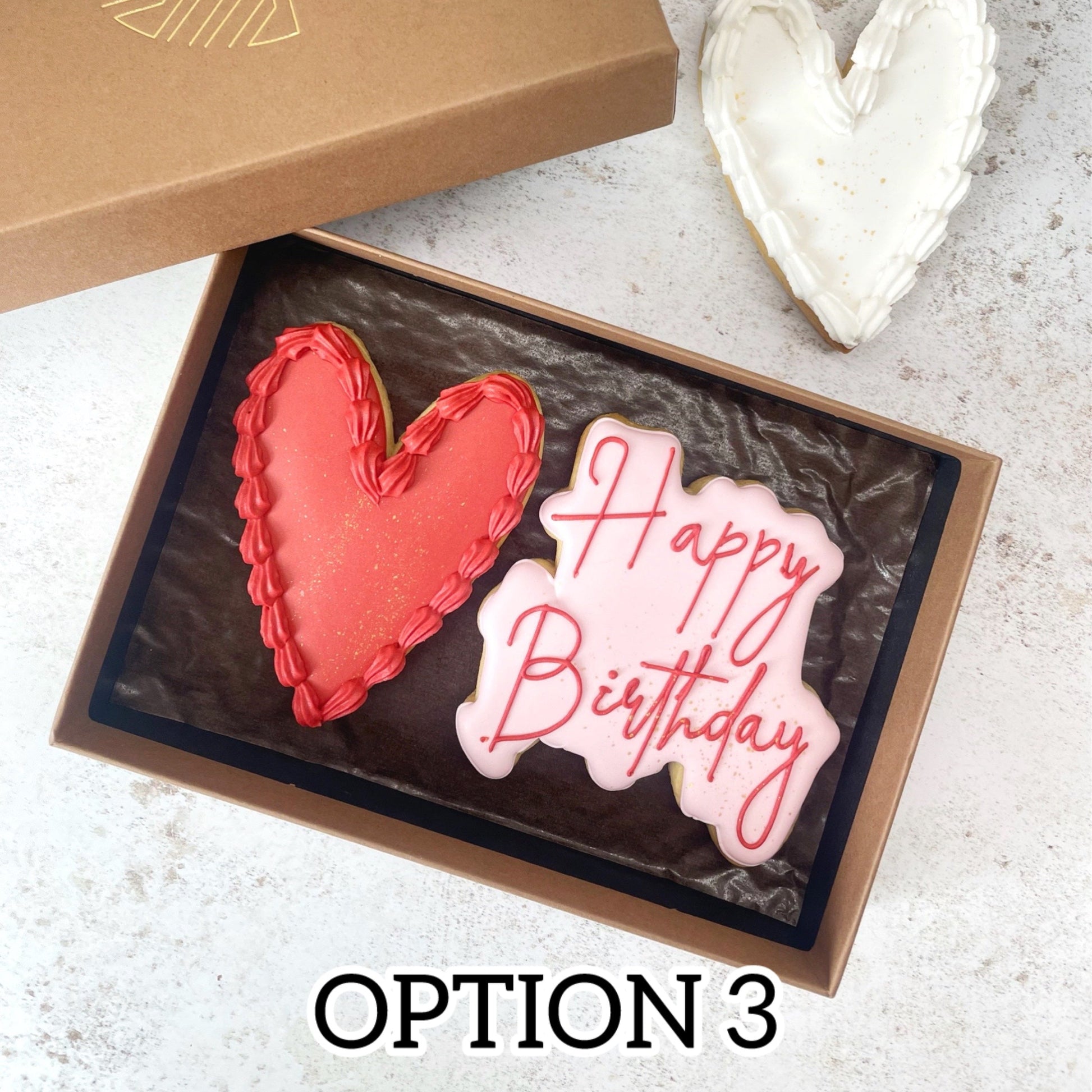 Happy Birthday Biscuits MilsTone Biscuits, custom iced biscuits, Heart iced biscuits