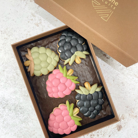 Summer Berries Iced Biscuits hand decorated