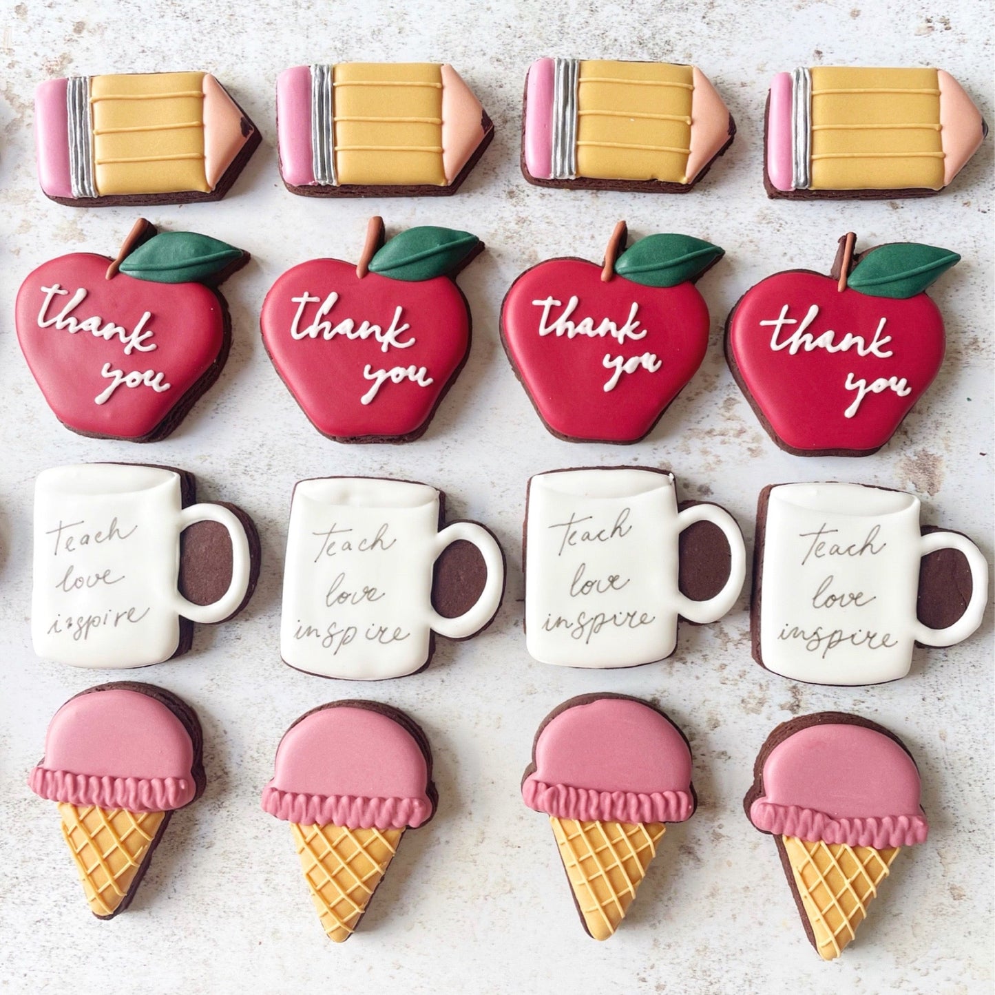 Mini Thank You Teacher Biscuits hand decorated