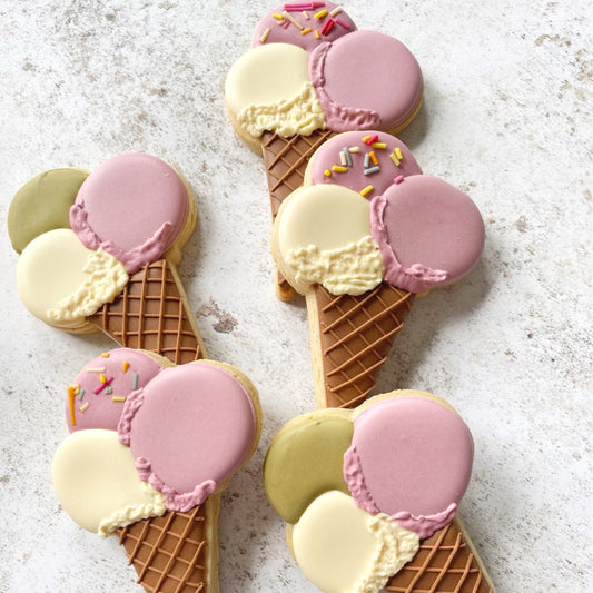 Elegant Ice Cream Iced Biscuits hand decorated