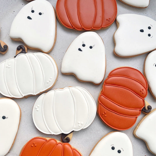Halloween Pumpkins & Ghosts iced themed Biscuits