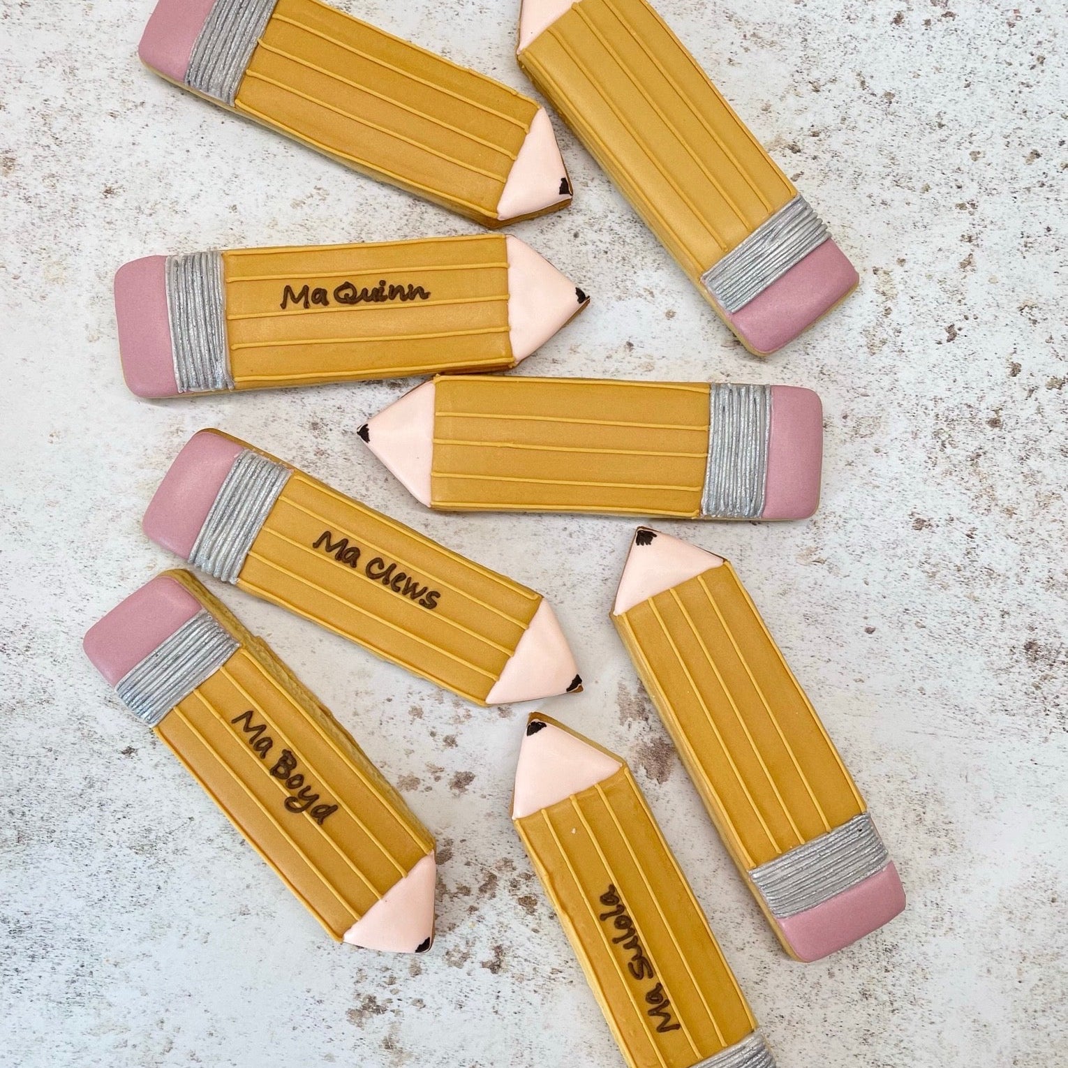 Thank You Teacher Pencil Biscuit hand decorated
