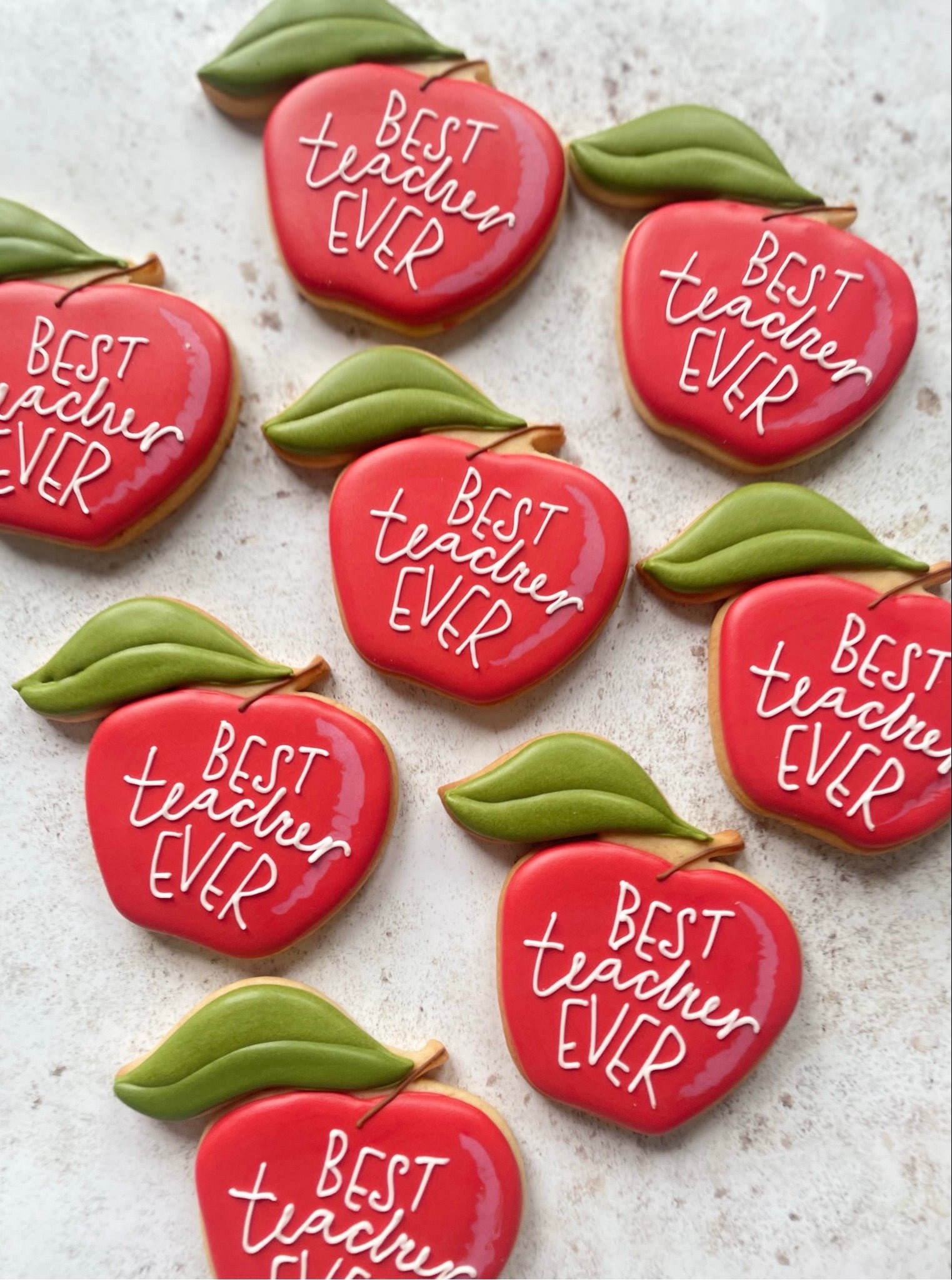 Thank You Teacher Apple Biscuit hand decorated