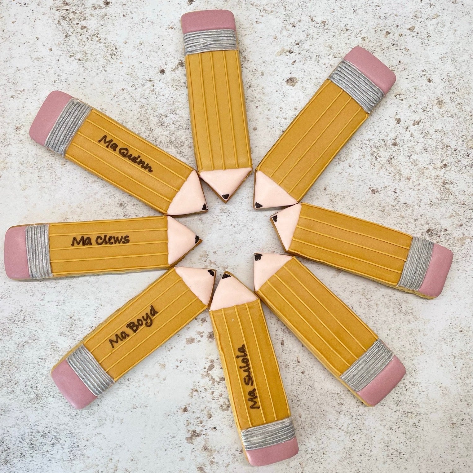 Thank You Teacher Pencil Biscuit hand decorated